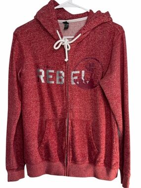 Dutch Bros LARGE VINTAGE REBEL Red Zip-Up Hoodie with Drawstring Hood DB 1992